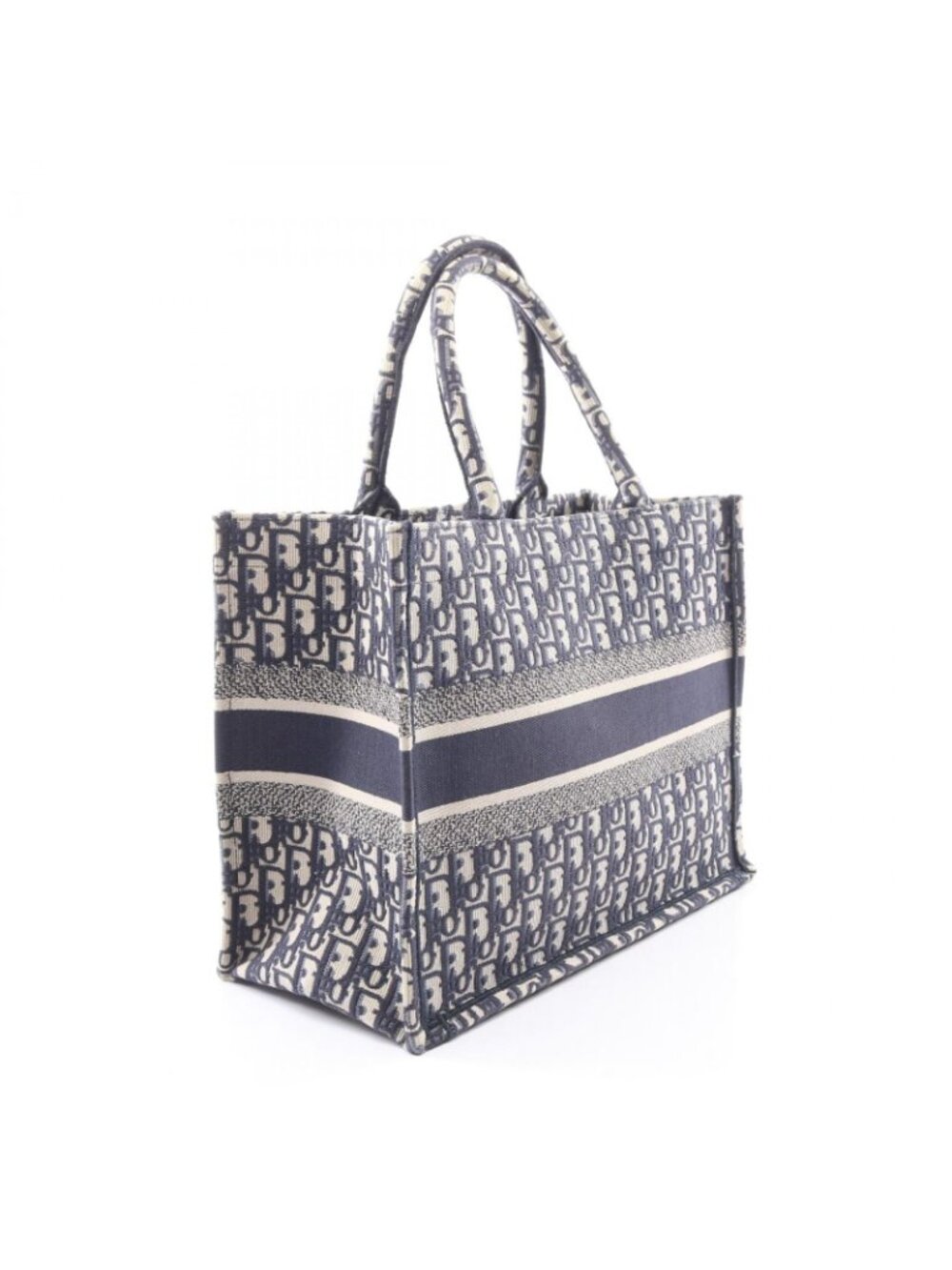 Dior Tote Book Oblique Embroidery Navy Canvas - Picture 2 of 6